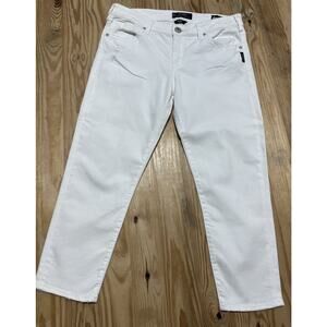 Silver Jeans Suki High Rise Capri White Jeans 33/24 Super Stretch